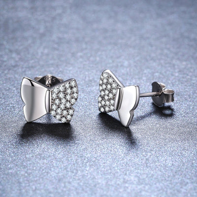 Korean Style Cute and Compact Butterfly Copper Plated Stud Earrings