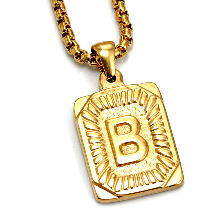 Men's Pendant Gold-plated 18K Titanium Steel Letter Necklace