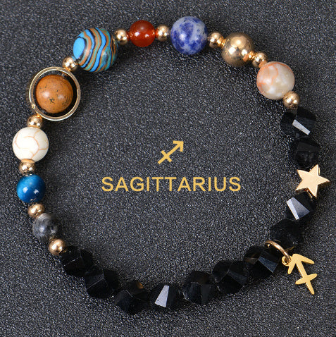 Eight Planets Twelve Constellations Frosted Stone Beaded Bracelet