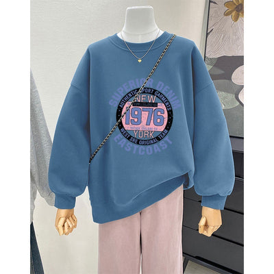 Retro Loose Round Neck Hoodie For Women