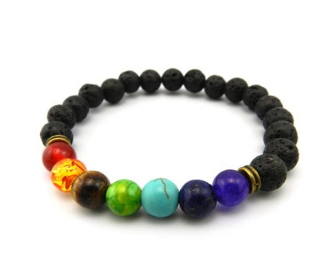 Agate Molten Rock 8mm Energy Volcanic Stone Chakra Colorful Beads Bracelet String