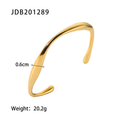 Gold-plated Stainless Steel Bracelet with Zirconia