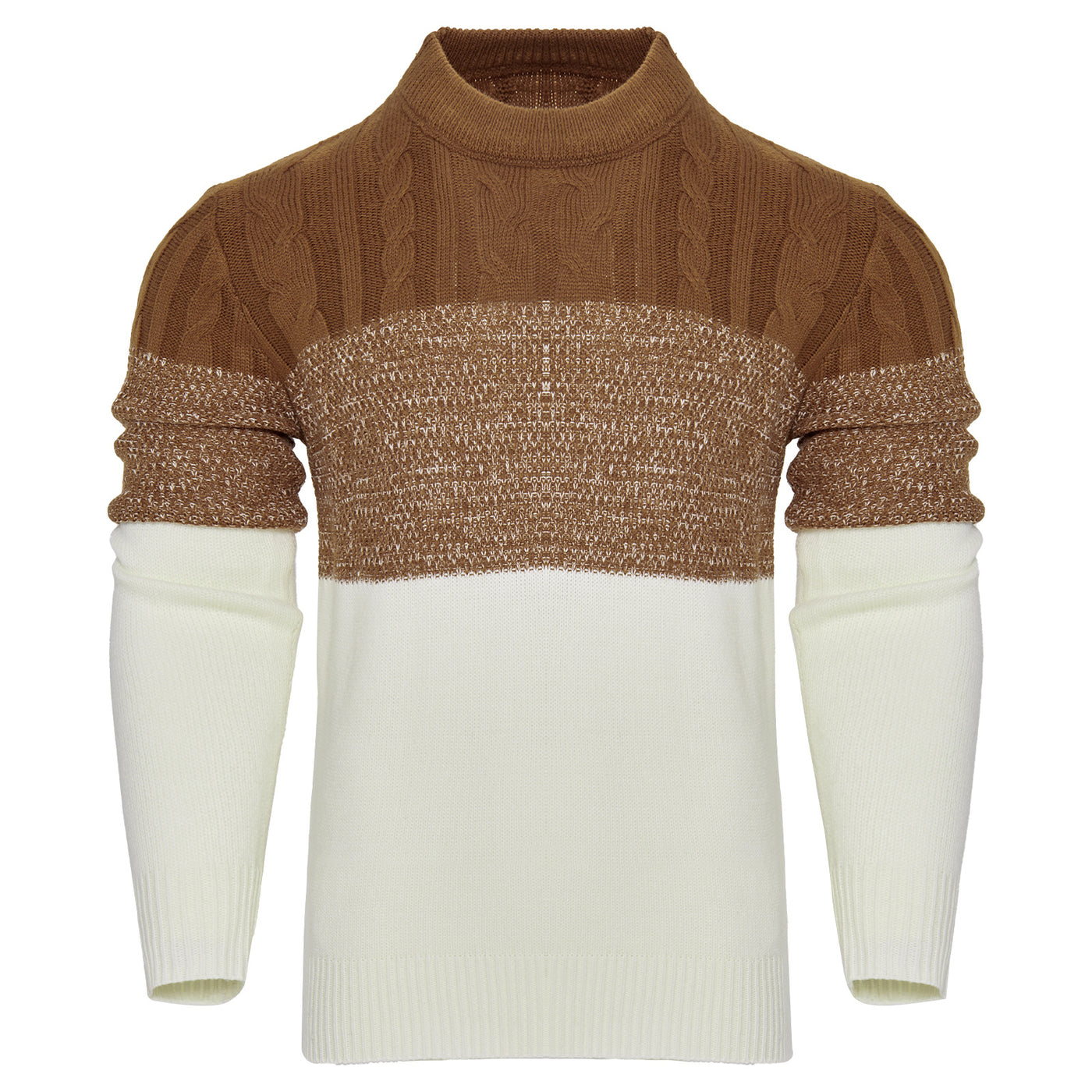 Men's Casual Color Sleeve Cable Knit Pullover