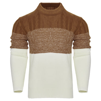 Men's Casual Color Sleeve Cable Knit Pullover