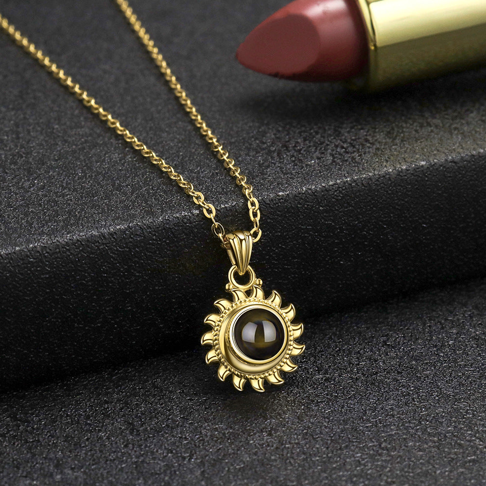 Cross Chain Sunflower Projection Necklace