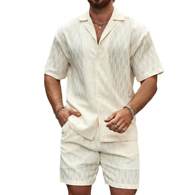 Men's Loose Short Sleeve Casual Shirt and Shorts Set