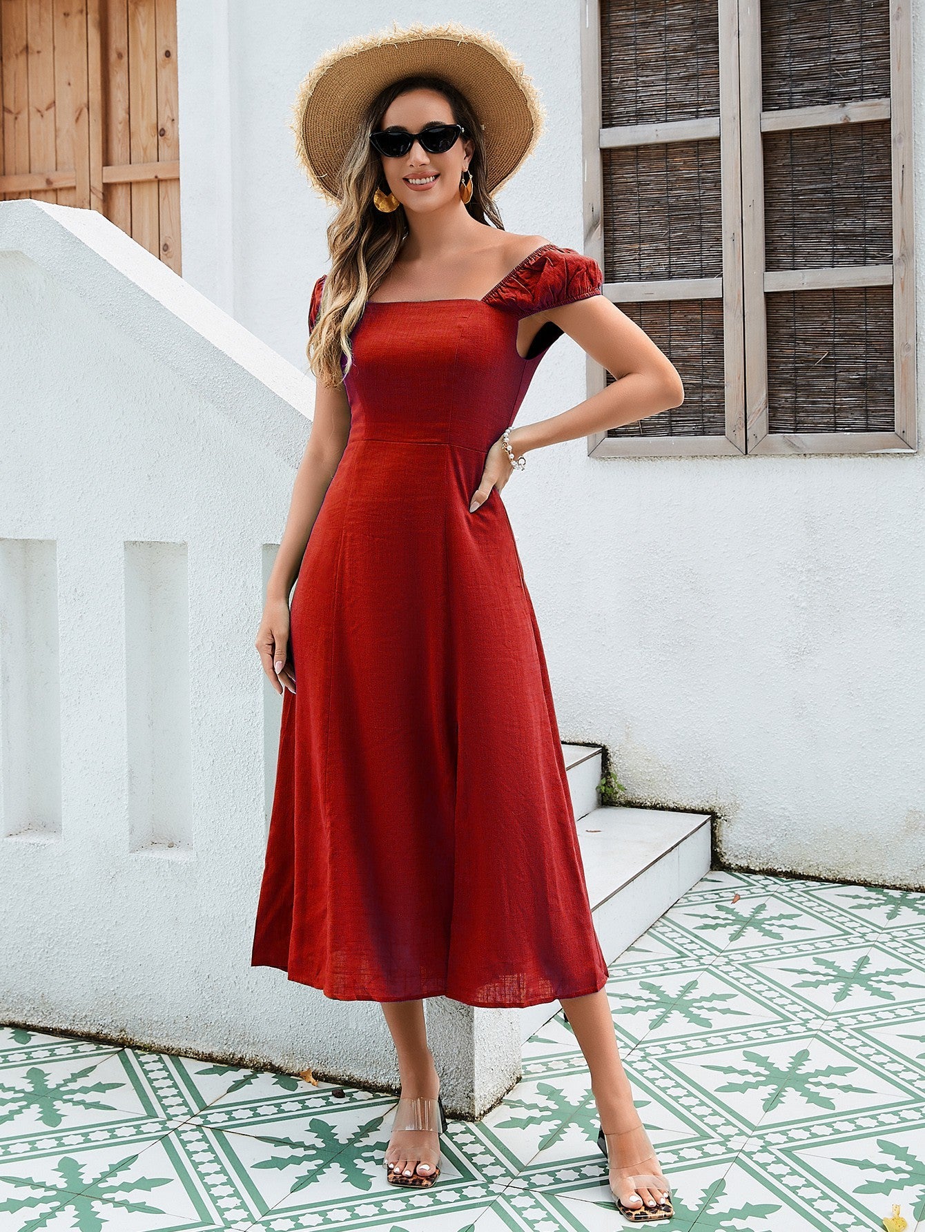 Women's Linen-Cotton Midi Dress