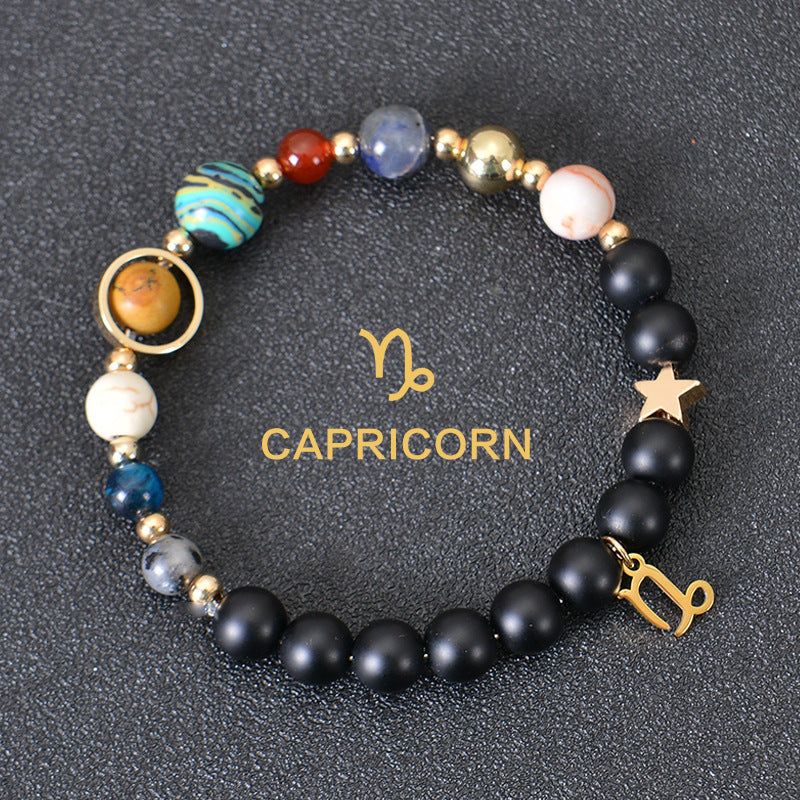 Eight Planets Twelve Constellations Frosted Stone Beaded Bracelet