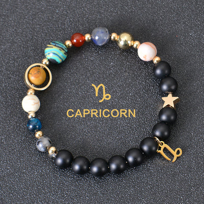 Eight Planets Twelve Constellations Frosted Stone Beaded Bracelet