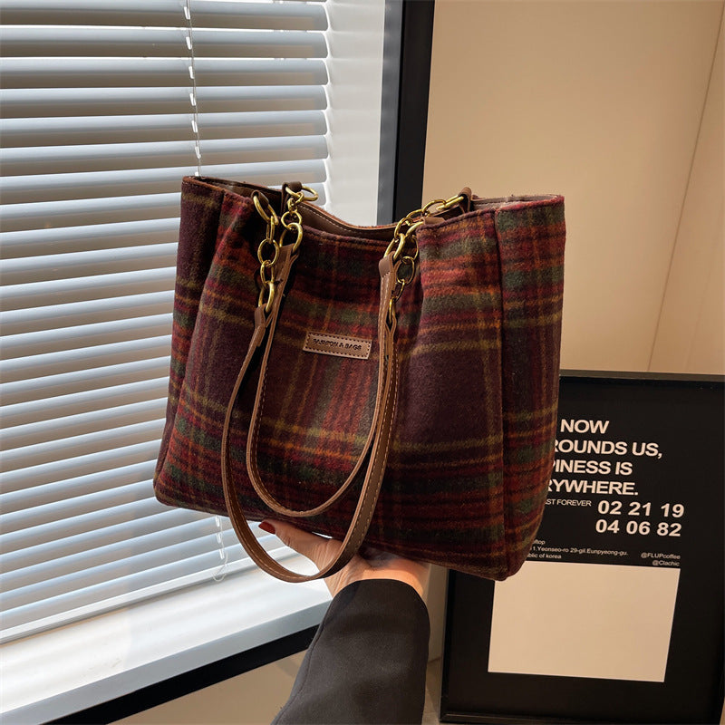 Fashion Personality Plaid Tote Bag for Women