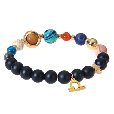 Eight Planets Twelve Constellations Frosted Stone Beaded Bracelet