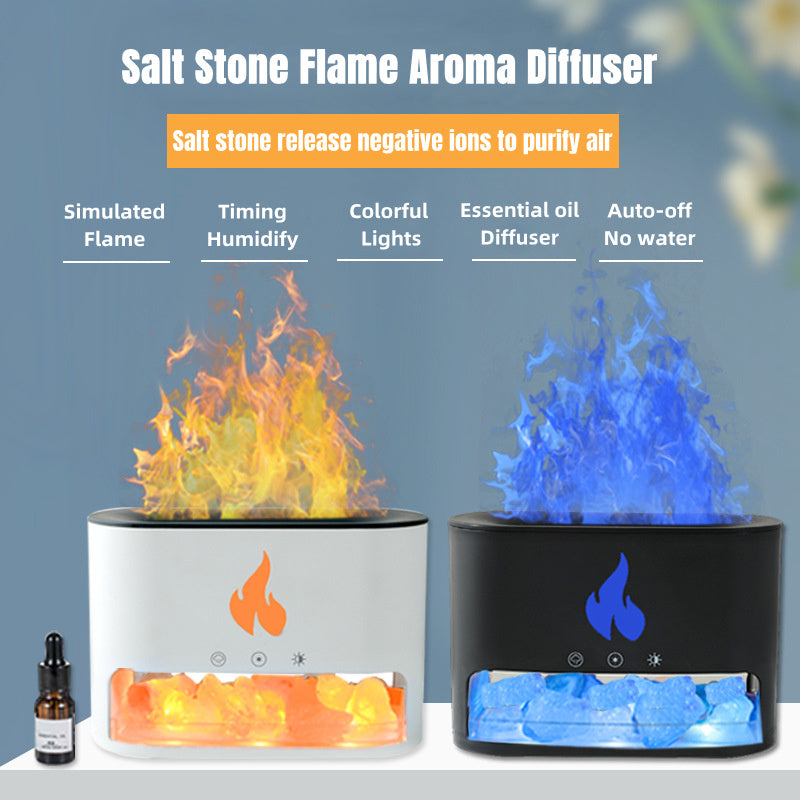 Flame Humidifier Aromatherapy Machine Crystal Salt Stone