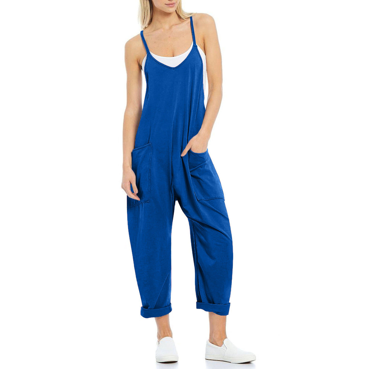 Women's Pocket Spaghetti Straps Knitted Jumpsuit