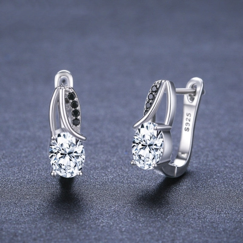 European and American Zircon Rhinestone Stud Earrings Copper Fashion All-match