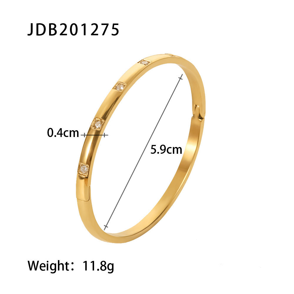 Gold-plated Stainless Steel Bracelet with Zirconia