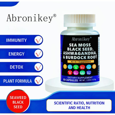 Abronikey Sea Moss 60 Capsules, Immune Support & Digestive Health