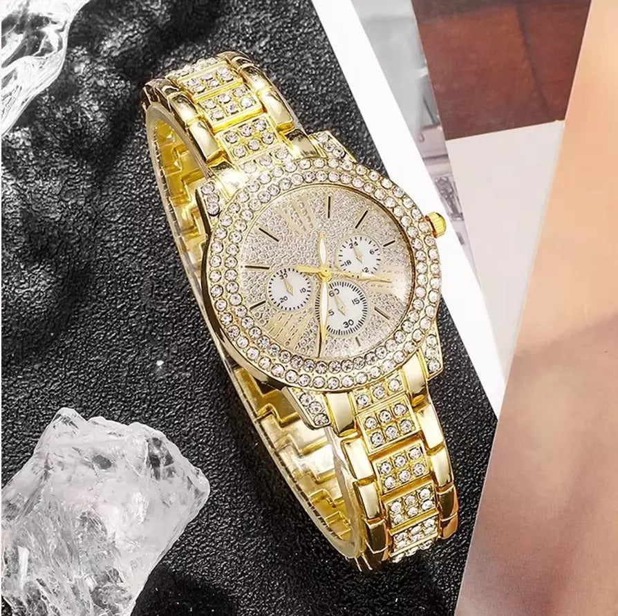 Full Diamond Bracelet Watch Suit Women's Quartz Watch