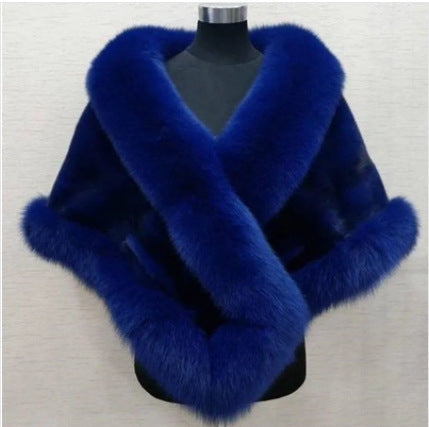 Imitation Mink Fox Fur Cape Coat Plus-sized Dress Shawl