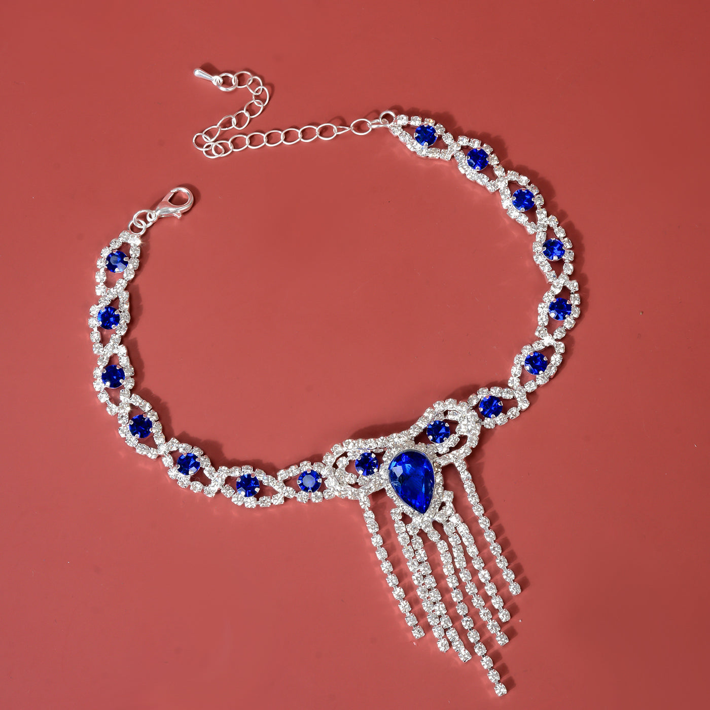 Fashion Style Tassel Blue Rhinestone Anklet