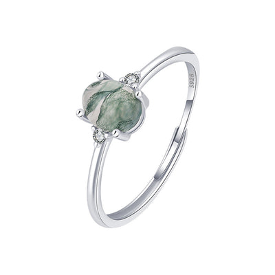 S925 Silver Green Moss Ring