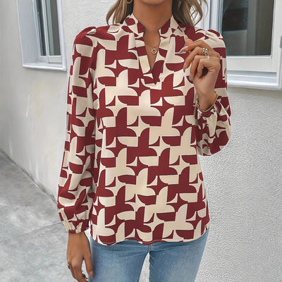 Women's Commuting Fashion V-neck Printed Pullover