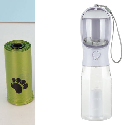 Portable Cat/Dog Water Bottle Food Feeder, Drinker - Poop Dispenser, 3 In 1 Leak-proof Multifunctional Dog Water Bottle