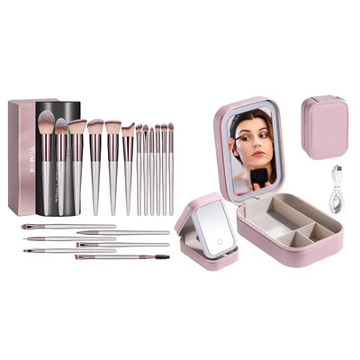 Makeup Brushes with Travel Case Set