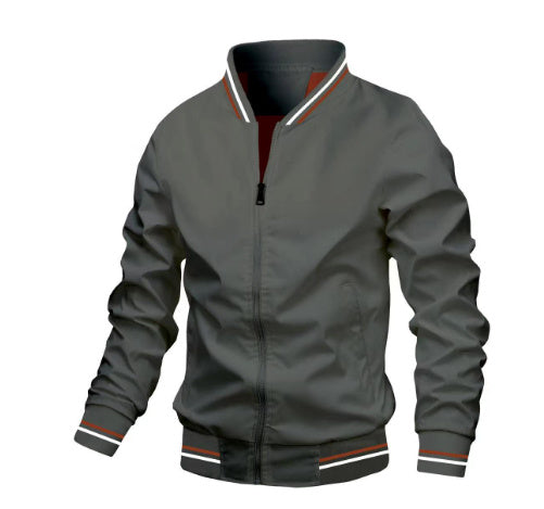 Men's Striped Zip-up Fashion Casual Jacket with Pockets