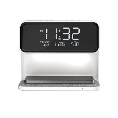 Creative 3-in-1 Bedside Lamp, Wireless Phone Charger, LCD Screen Alarm Clock