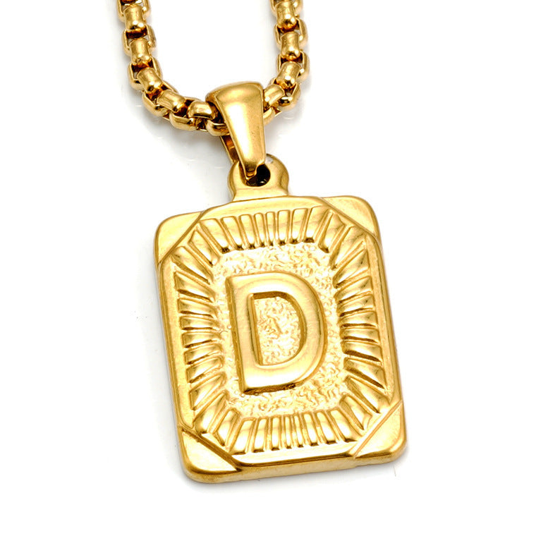 Men's Pendant Gold-plated 18K Titanium Steel Letter Necklace