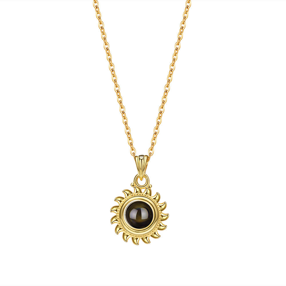 Cross Chain Sunflower Projection Necklace