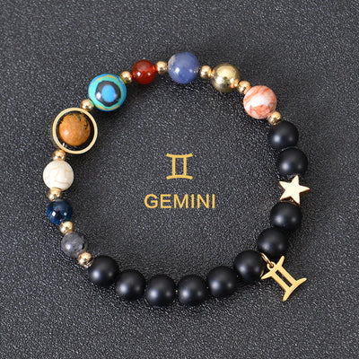 Eight Planets Twelve Constellations Frosted Stone Beaded Bracelet