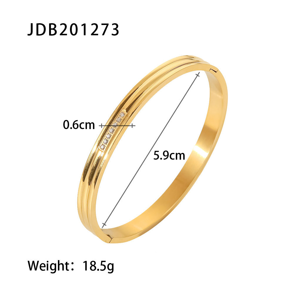 Gold-plated Stainless Steel Bracelet with Zirconia