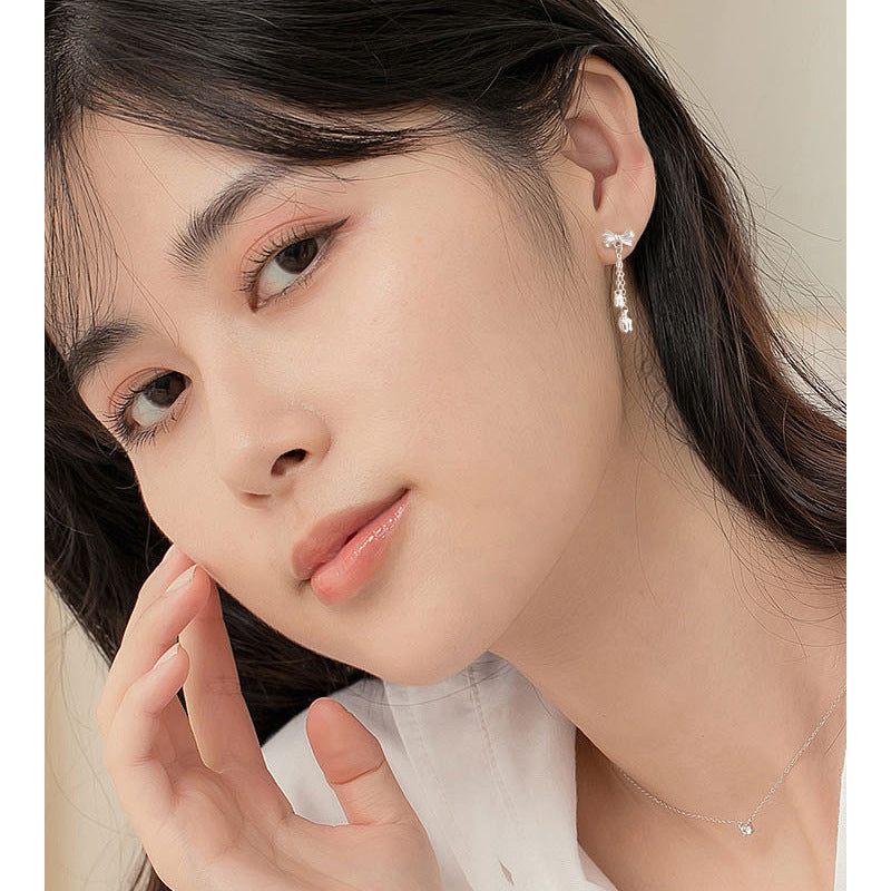 Bow Eardrops Sweet Tassel Bone Ear Studs