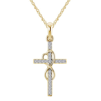 Alloy Pendant with Diamond and Eight-character Cross Necklace