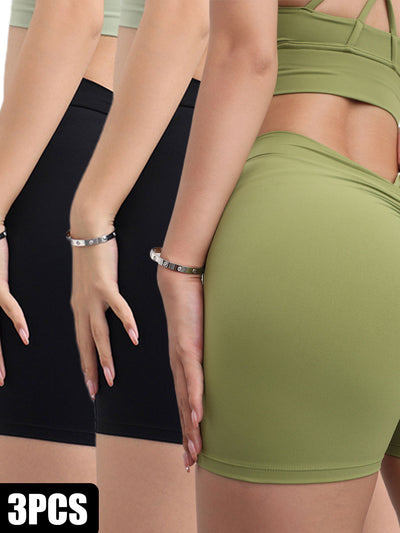 3 Pack High-waisted Butt-lifting Sports Yoga Shorts