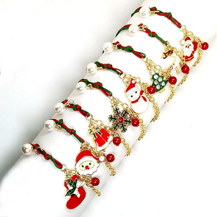 Santa Claus Tree Snowflake Elk Snowman Bracelet