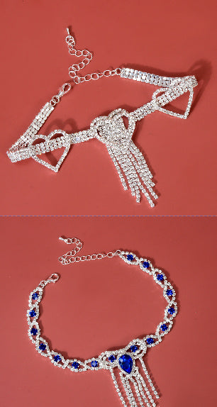 Fashion Style Tassel Blue Rhinestone Anklet