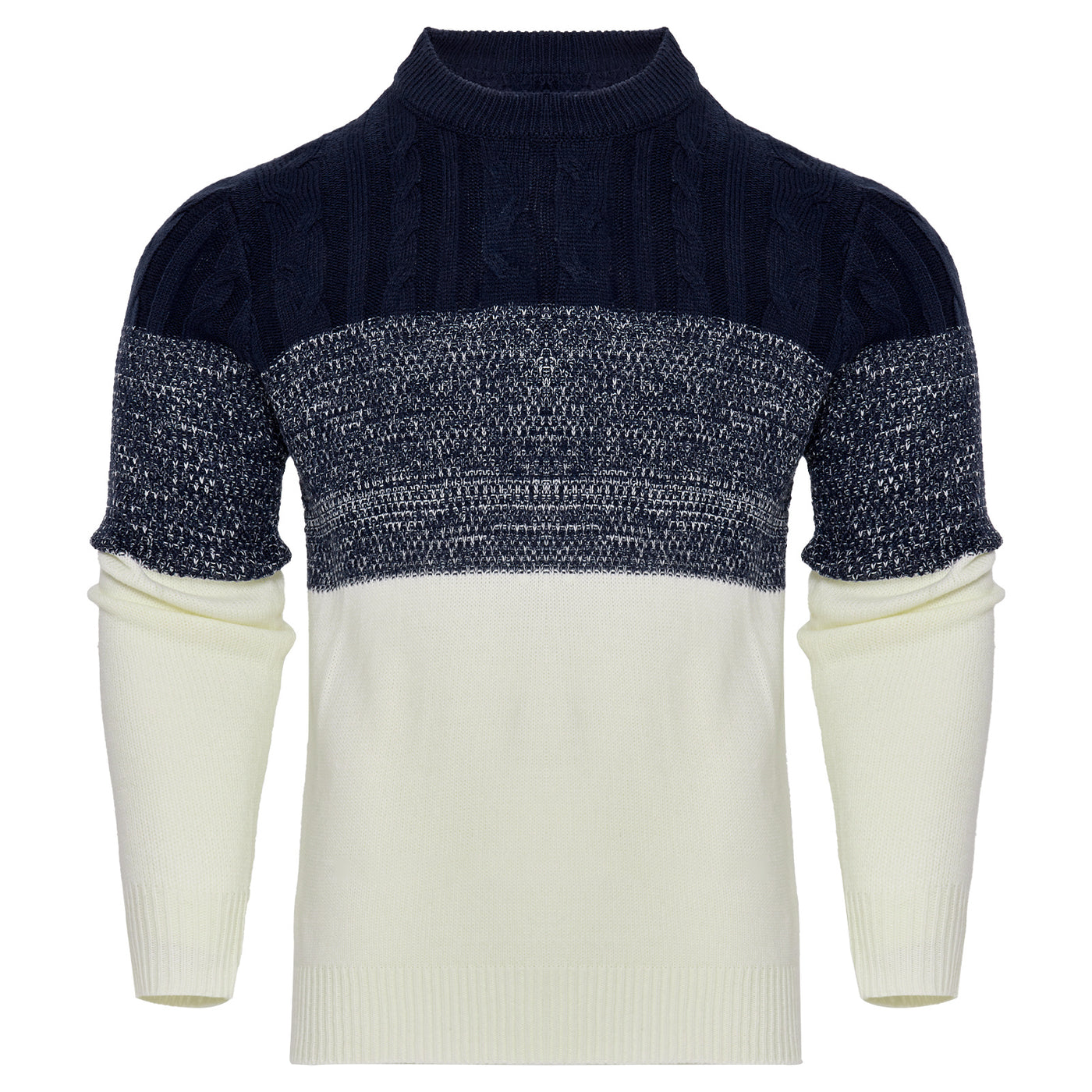 Men's Casual Color Sleeve Cable Knit Pullover