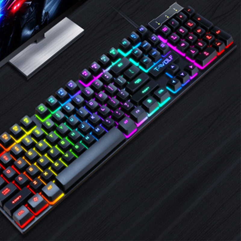 Gaming Luminous Wired USB Keyboard Floating Manipulator