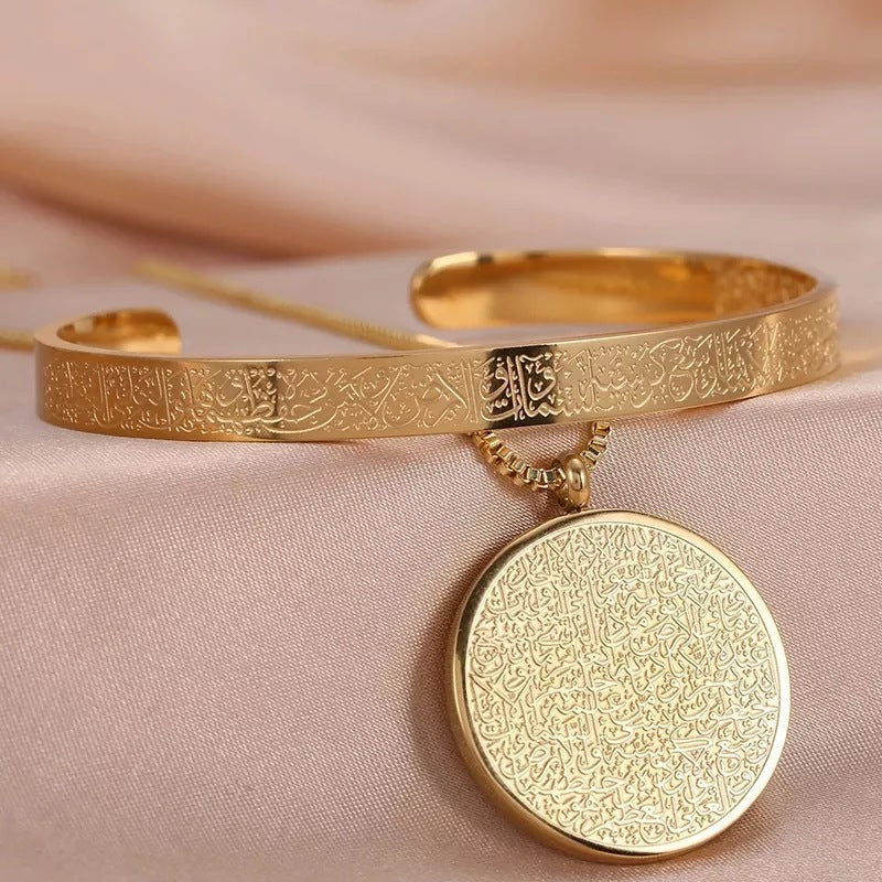 Stainless Steel Arabic Disc Necklace Bracelet