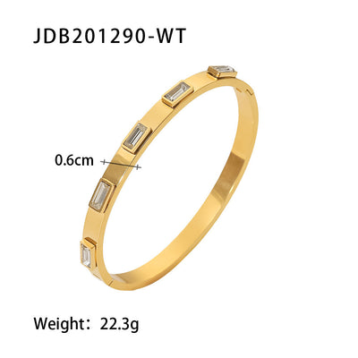 Gold-plated Stainless Steel Bracelet with Zirconia