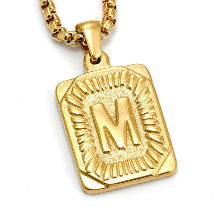 Men's Pendant Gold-plated 18K Titanium Steel Letter Necklace