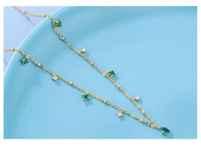 Generous Water Drop Emerald Zircon Necklace