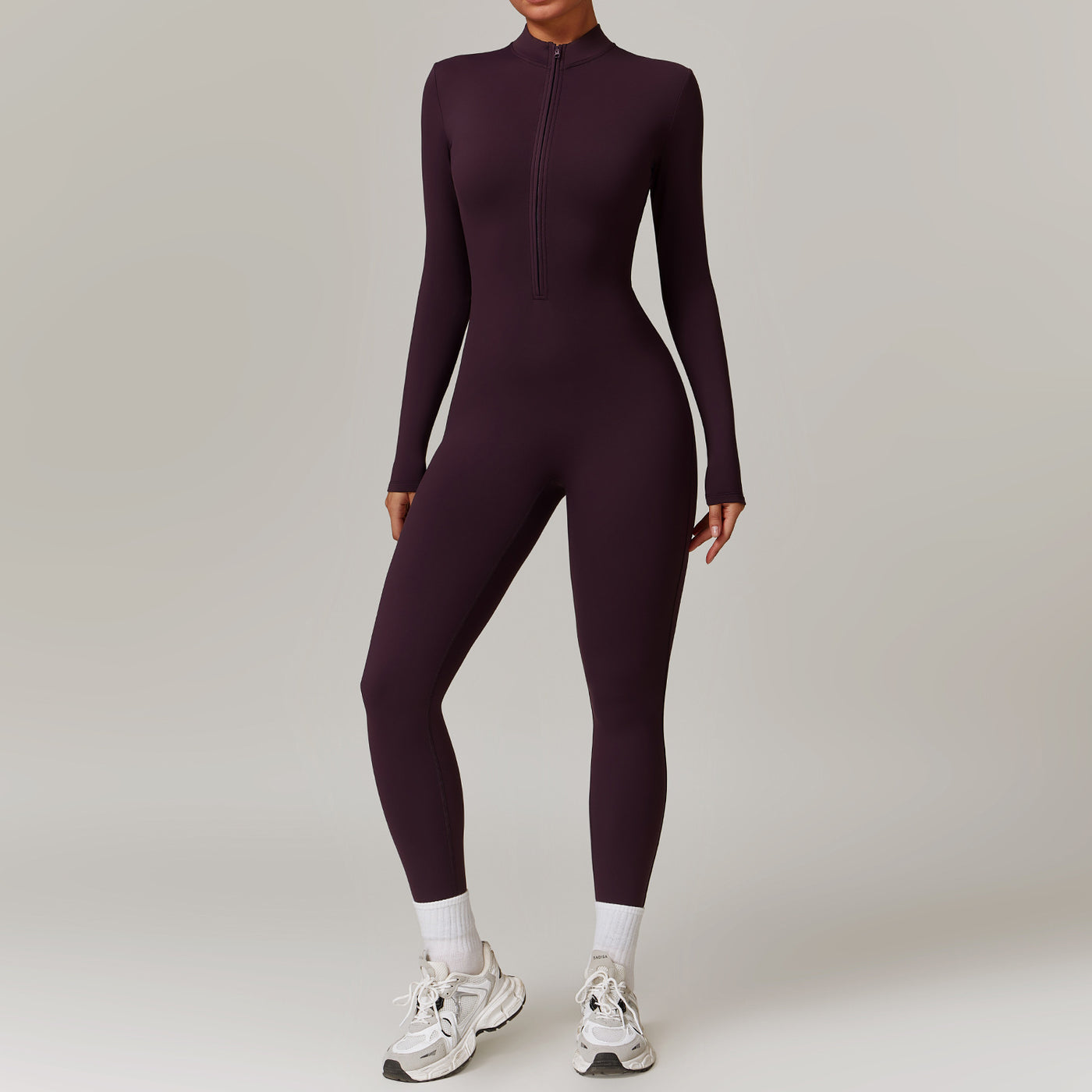 Warm Zipper Long-sleeved Jumpsuit, Yoga, Fitness, Sports Pants Breathable Bodysuit