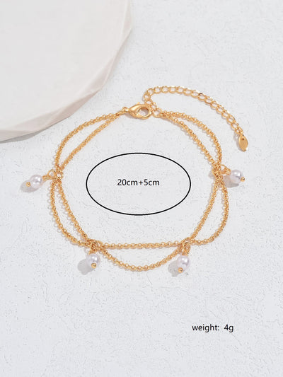 Elegant High-grade Design Hexagonal Star with Pearl Anklet