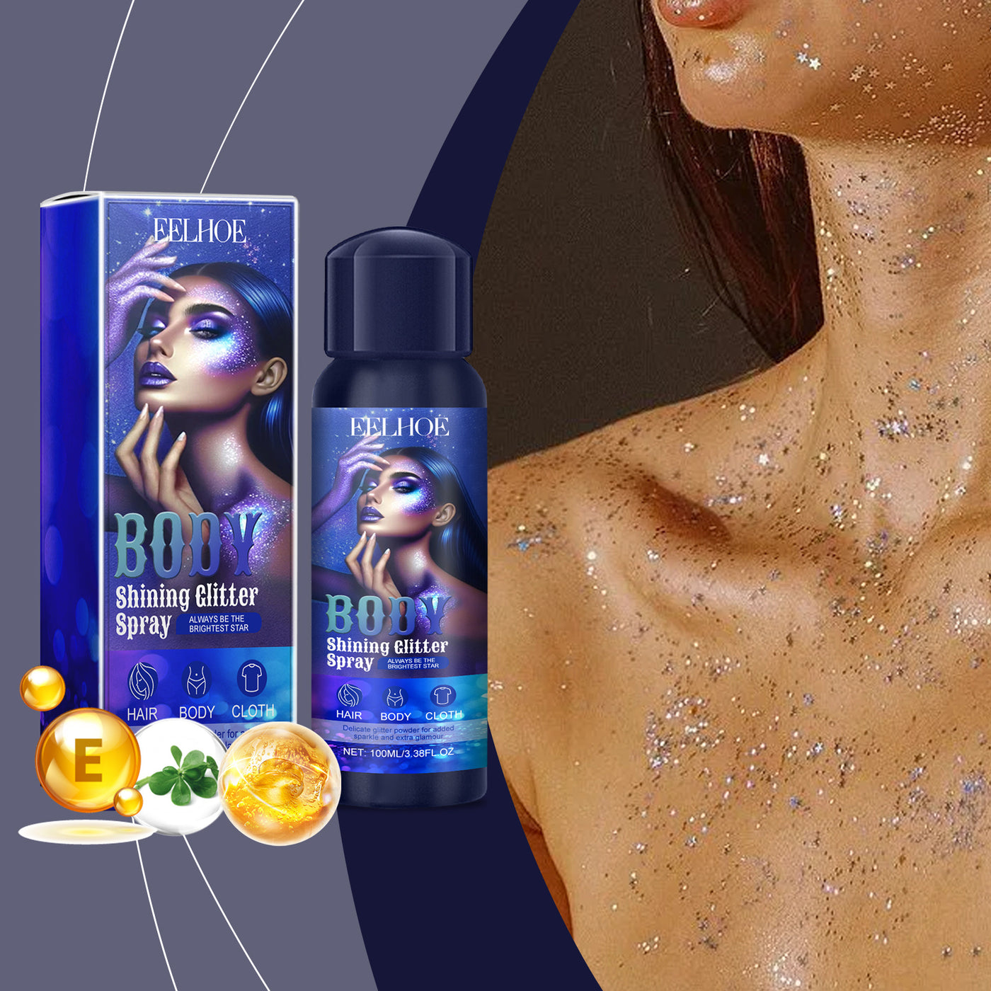 Highlighter Glitter Spray Natural Stereoscopic Long Lasting Glitter