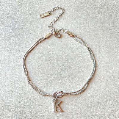 New Letter A-Z Love Knot Gold Color Dainty Snake Chain Charm Bracelet