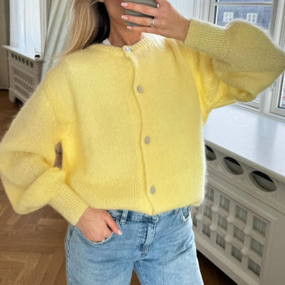 Loose Yellow Sweater Crew Neck Coat Knitted Top