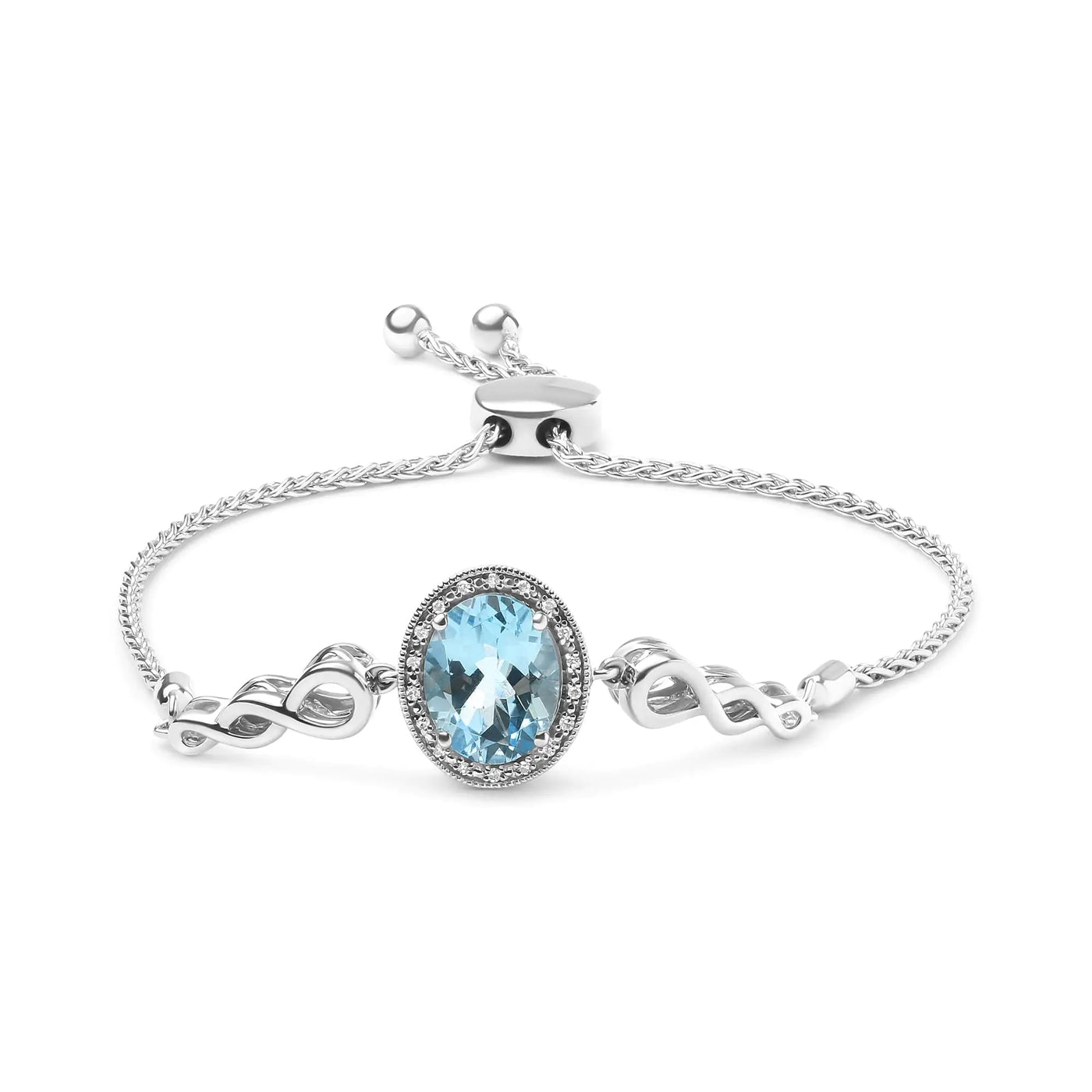 Blue Topaz and Diamond Adjustable Bracelet